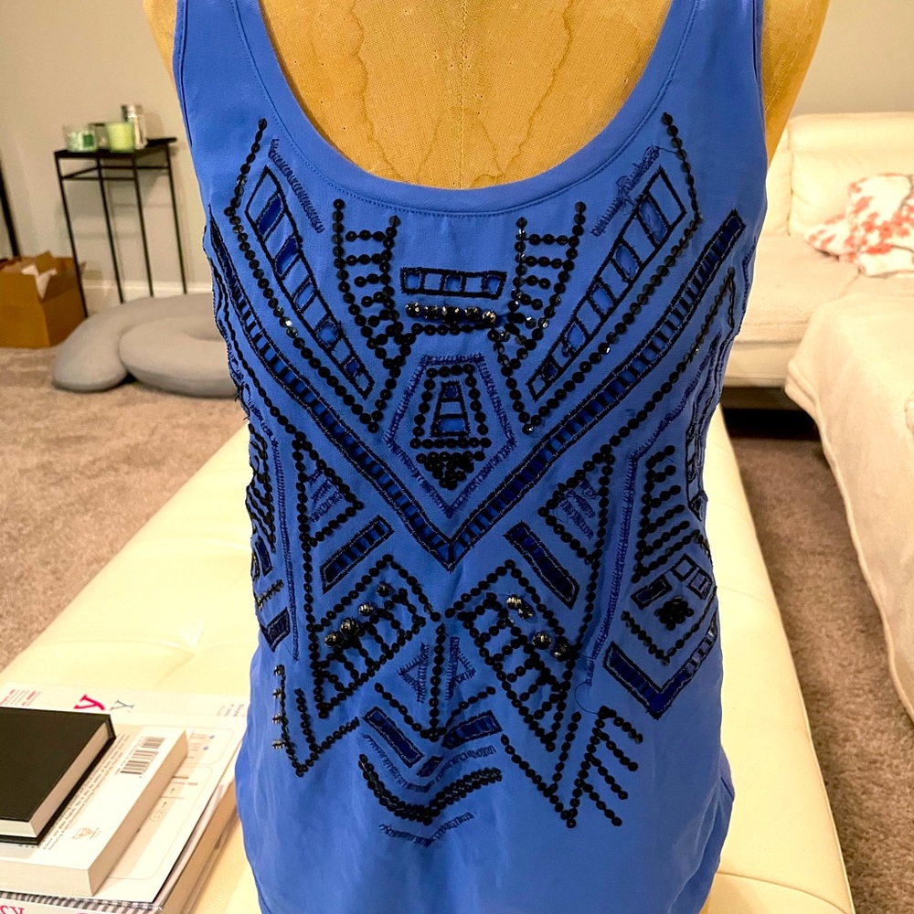 Express Sequin Tank Top Blue XS